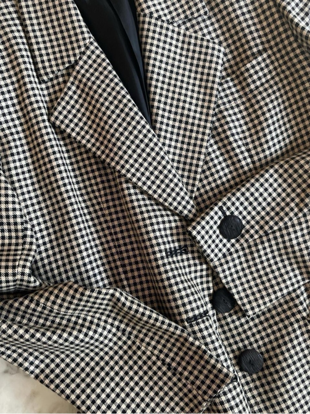 Saint Laurent Black & Cream Houndstooth Women's Blazer - Picture 3 of 4